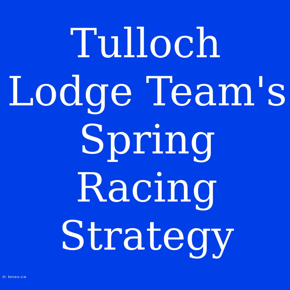 Tulloch Lodge Team's Spring Racing Strategy