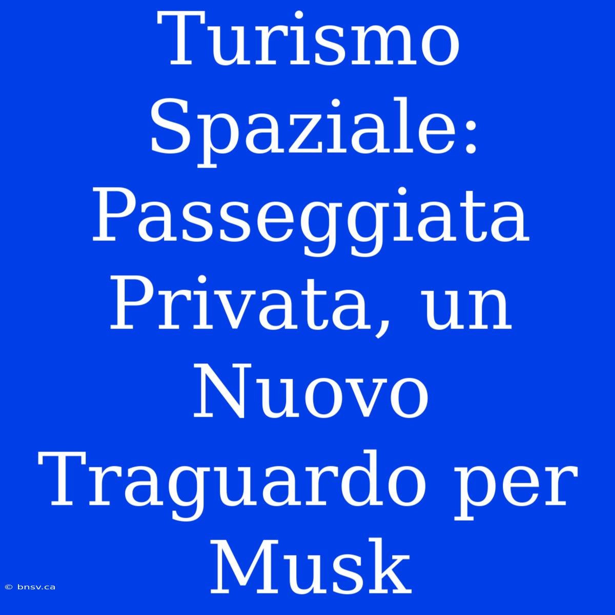 Turismo Spaziale: Passeggiata Privata, Un Nuovo Traguardo Per Musk