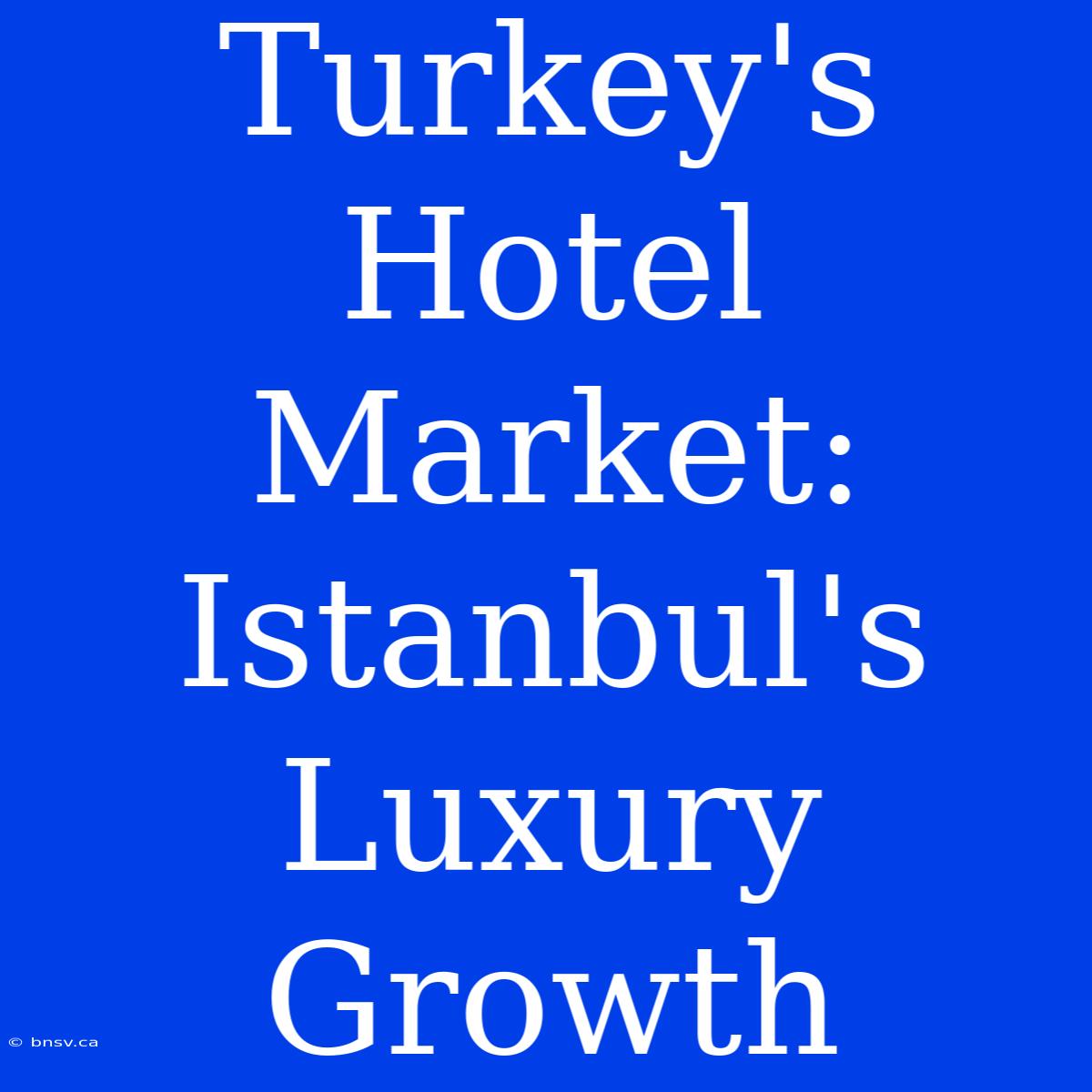 Turkey's Hotel Market: Istanbul's Luxury Growth