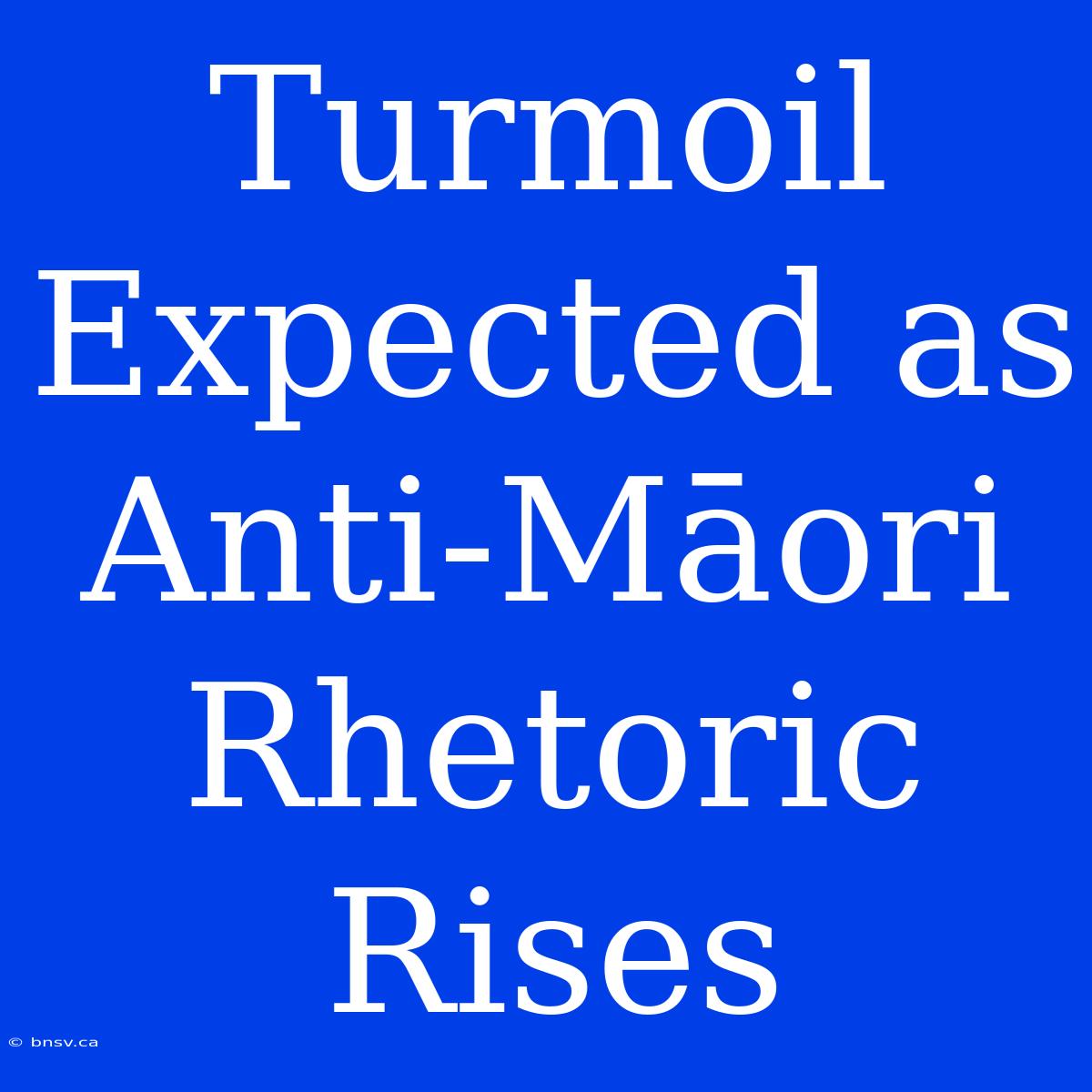 Turmoil Expected As Anti-Māori Rhetoric Rises