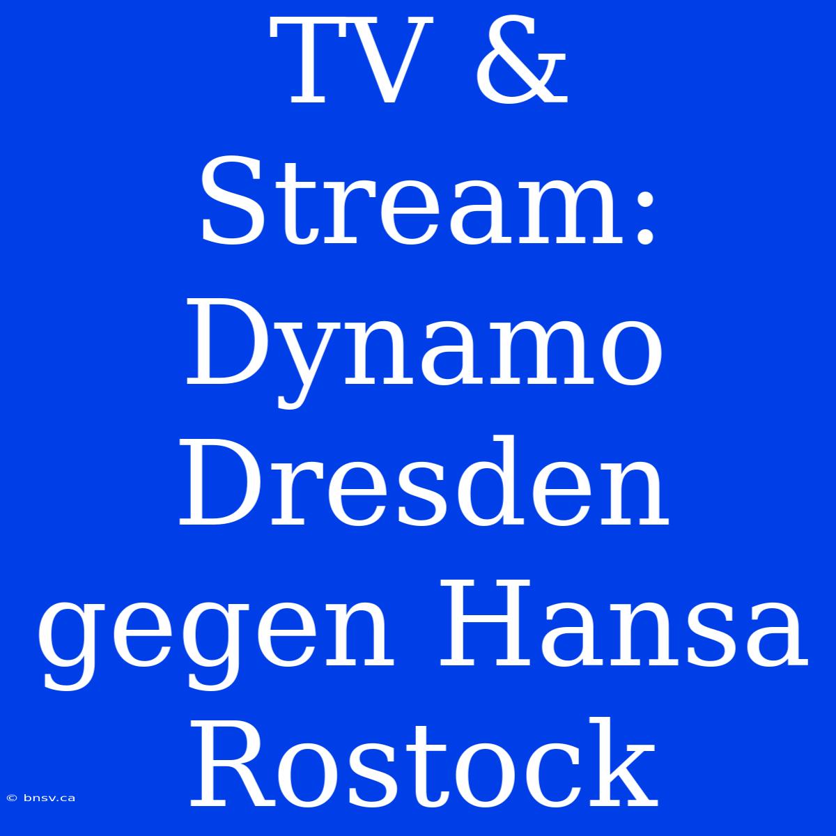 TV & Stream: Dynamo Dresden Gegen Hansa Rostock