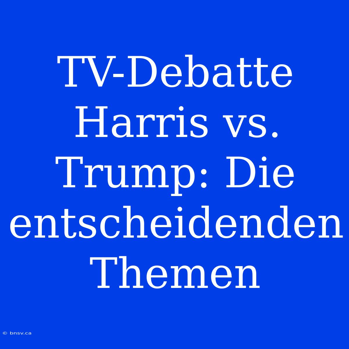 TV-Debatte Harris Vs. Trump: Die Entscheidenden Themen