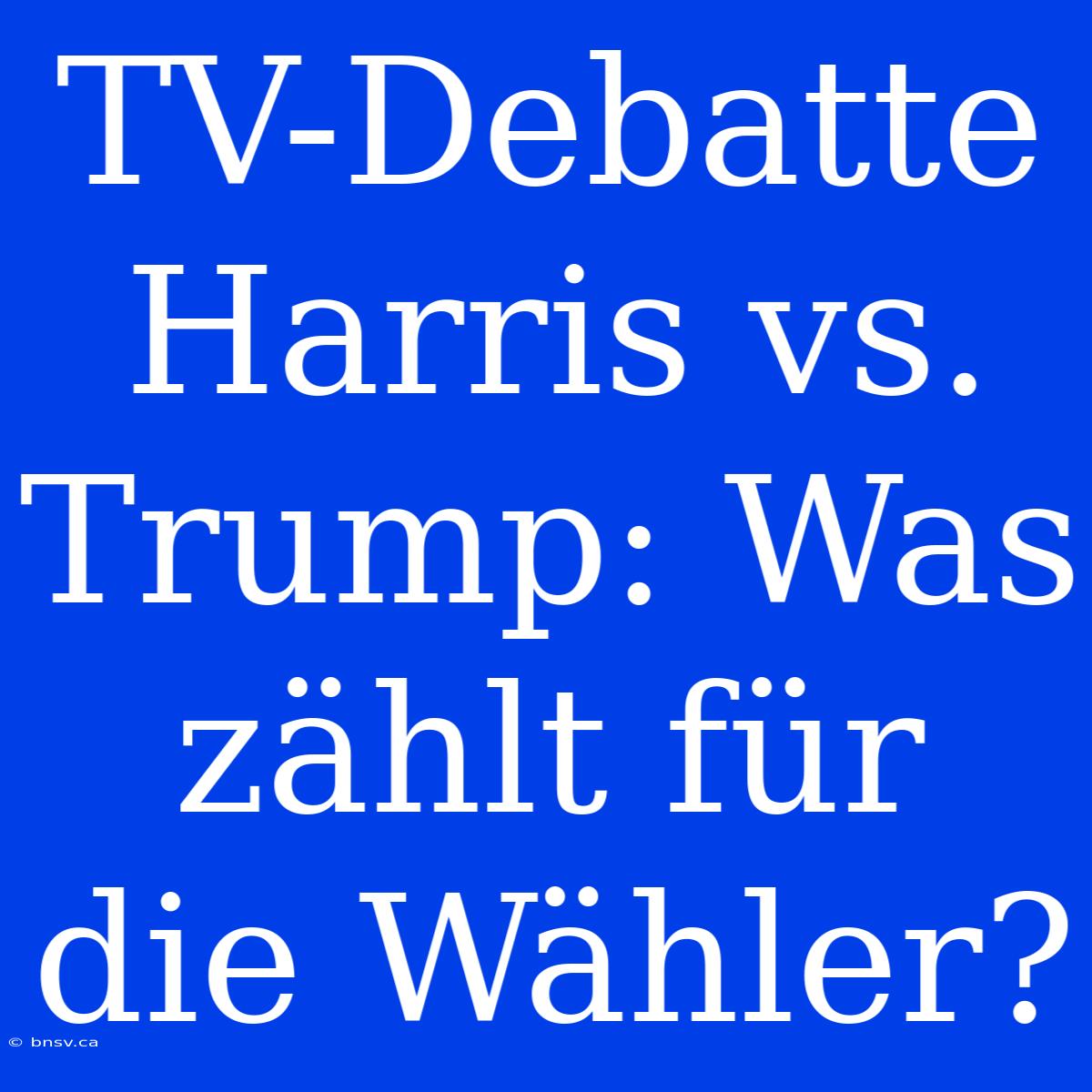 TV-Debatte Harris Vs. Trump: Was Zählt Für Die Wähler?