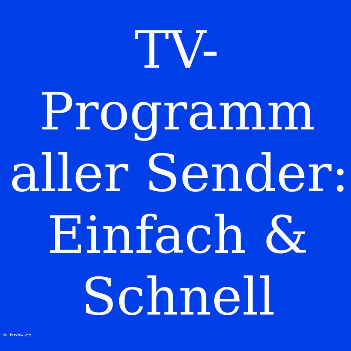 TV-Programm Aller Sender: Einfach & Schnell