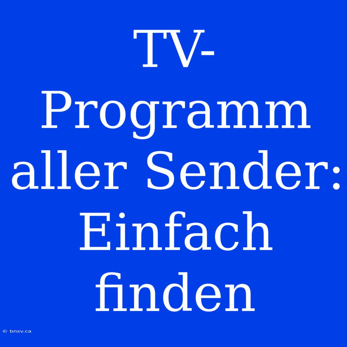 TV-Programm Aller Sender: Einfach Finden