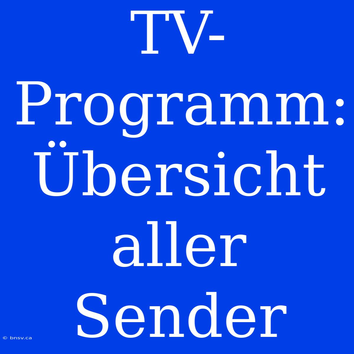 TV-Programm: Übersicht Aller Sender