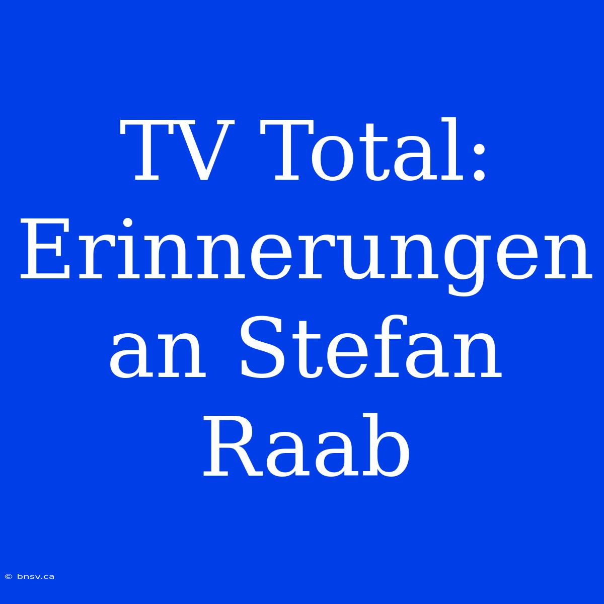 TV Total: Erinnerungen An Stefan Raab