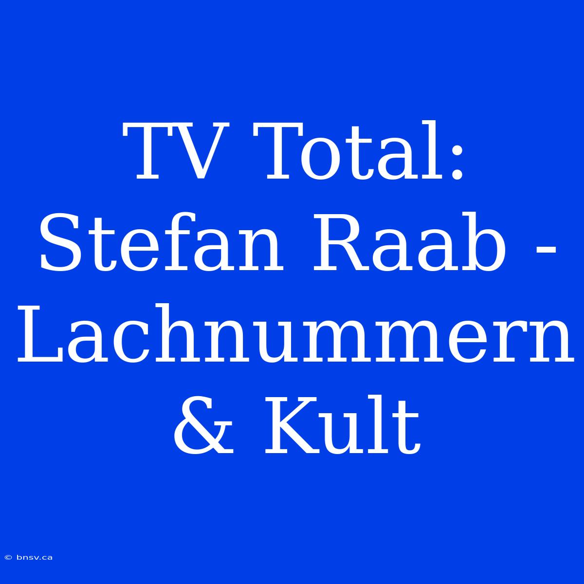 TV Total: Stefan Raab - Lachnummern & Kult