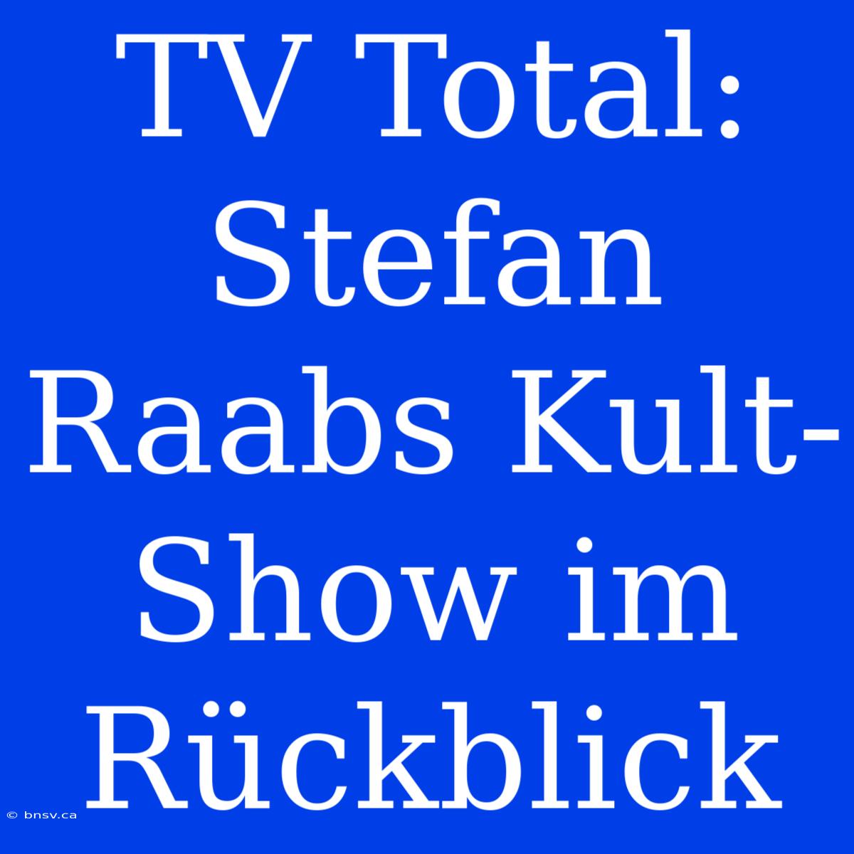 TV Total: Stefan Raabs Kult-Show Im Rückblick