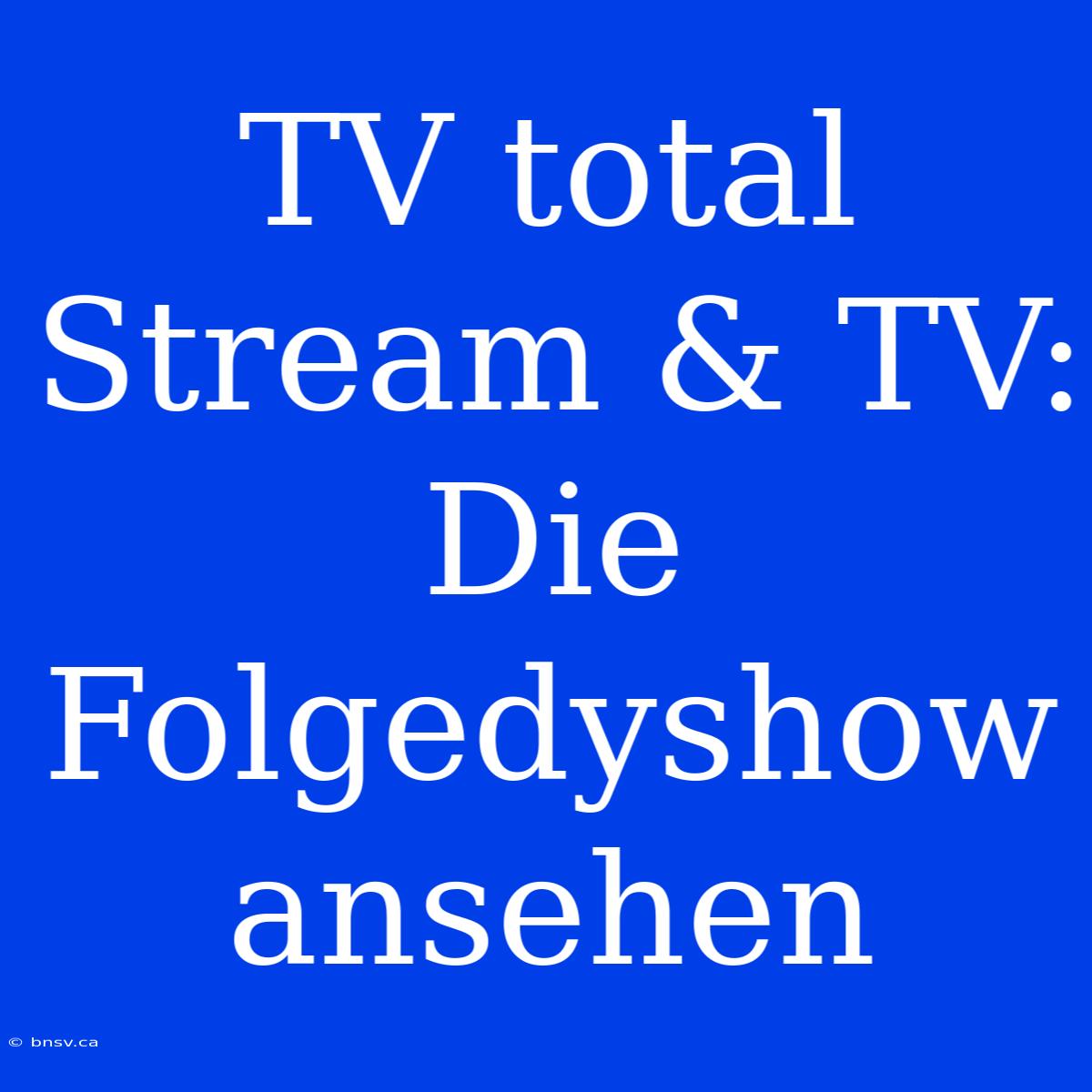 TV Total Stream & TV: Die Folgedyshow Ansehen