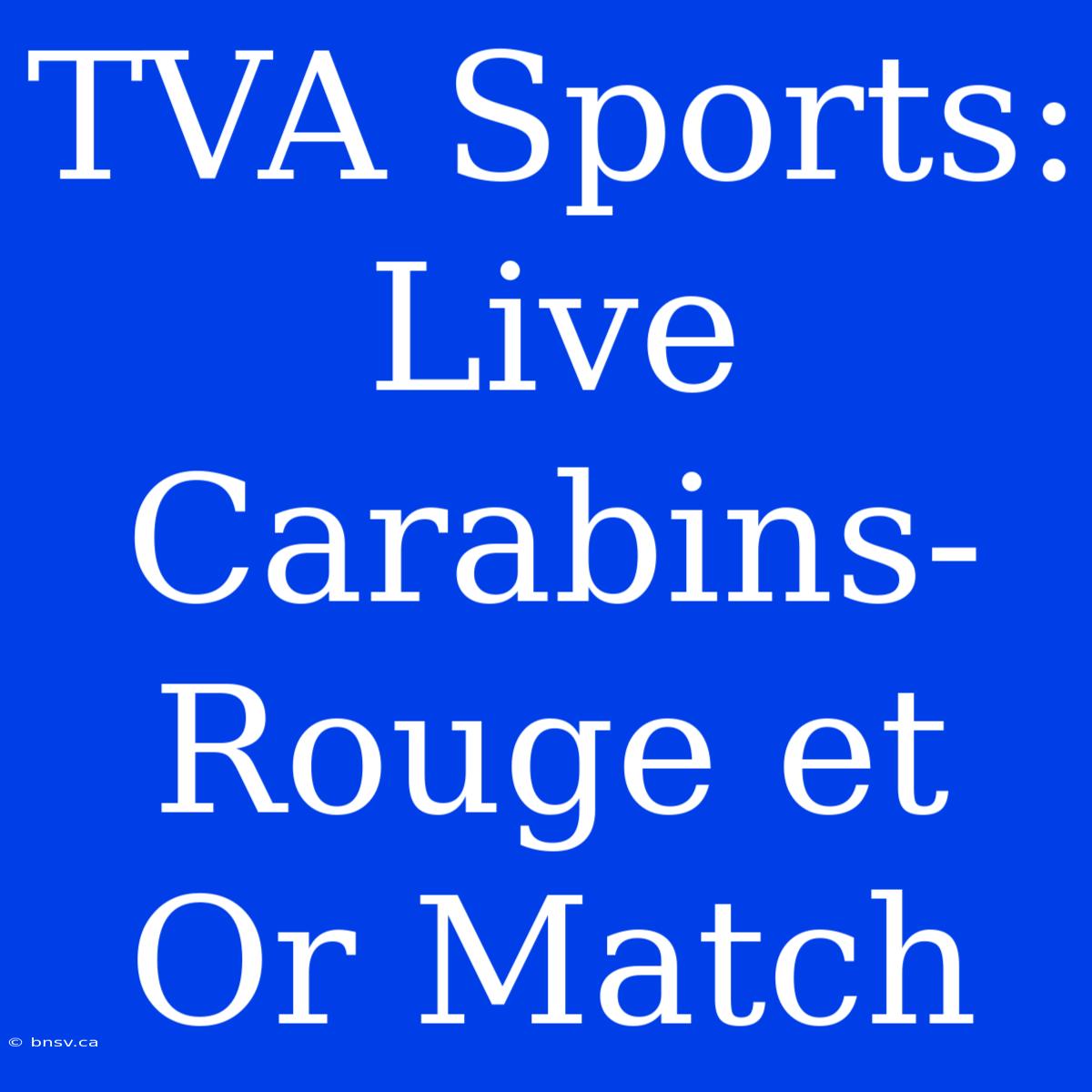 TVA Sports: Live Carabins-Rouge Et Or Match