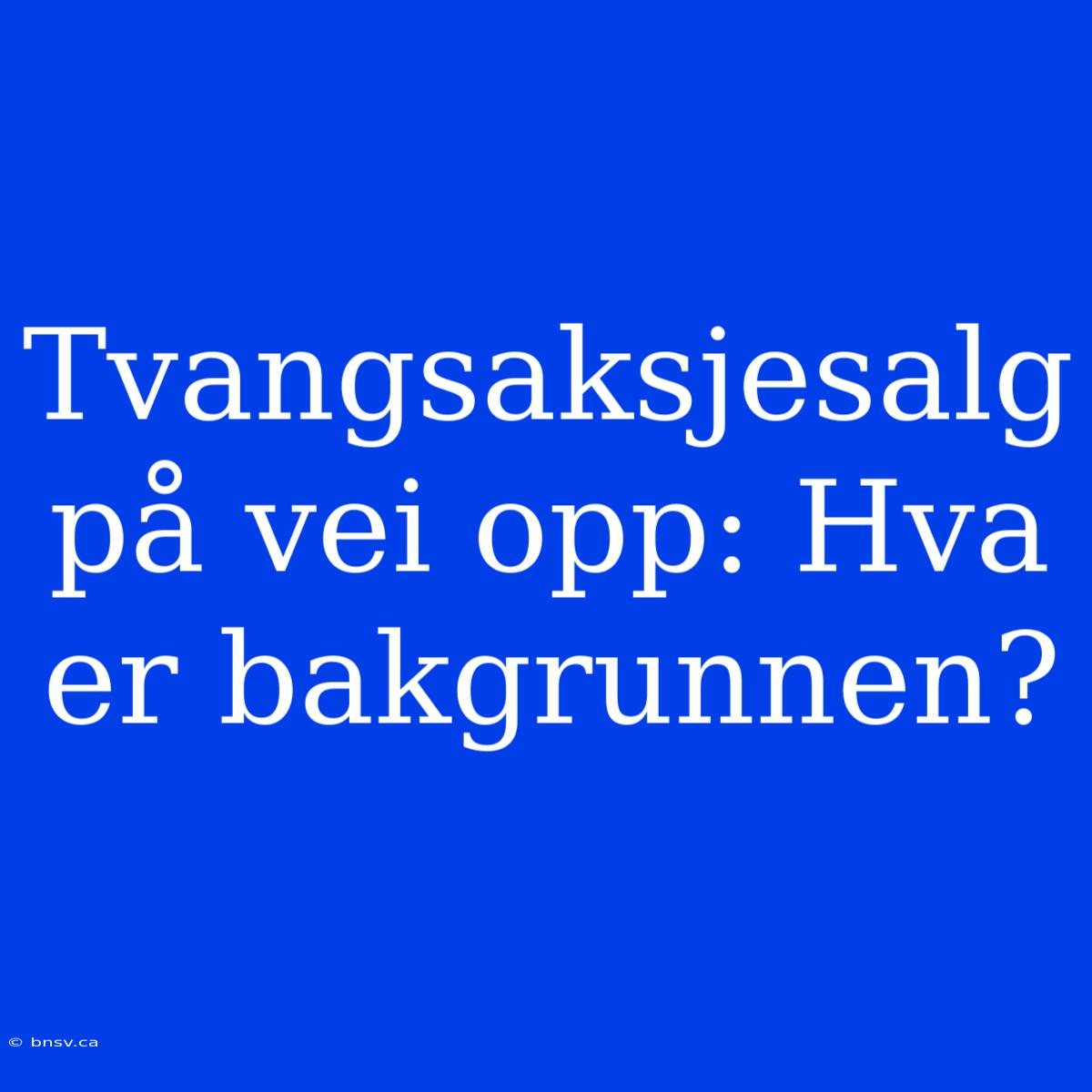 Tvangsaksjesalg På Vei Opp: Hva Er Bakgrunnen?