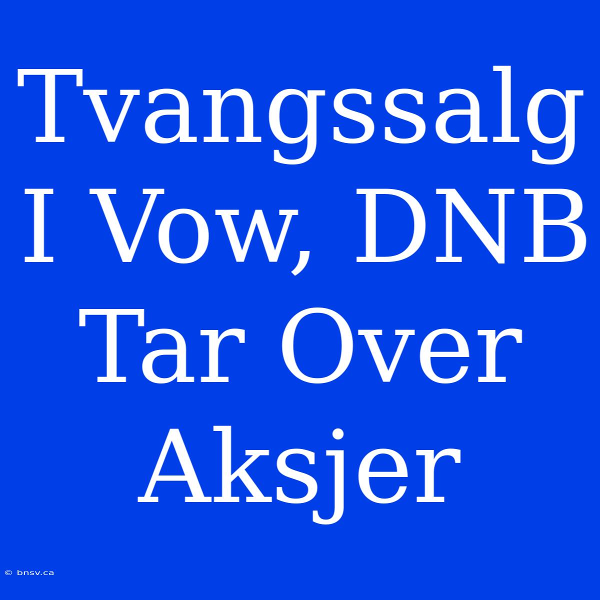 Tvangssalg I Vow, DNB Tar Over Aksjer