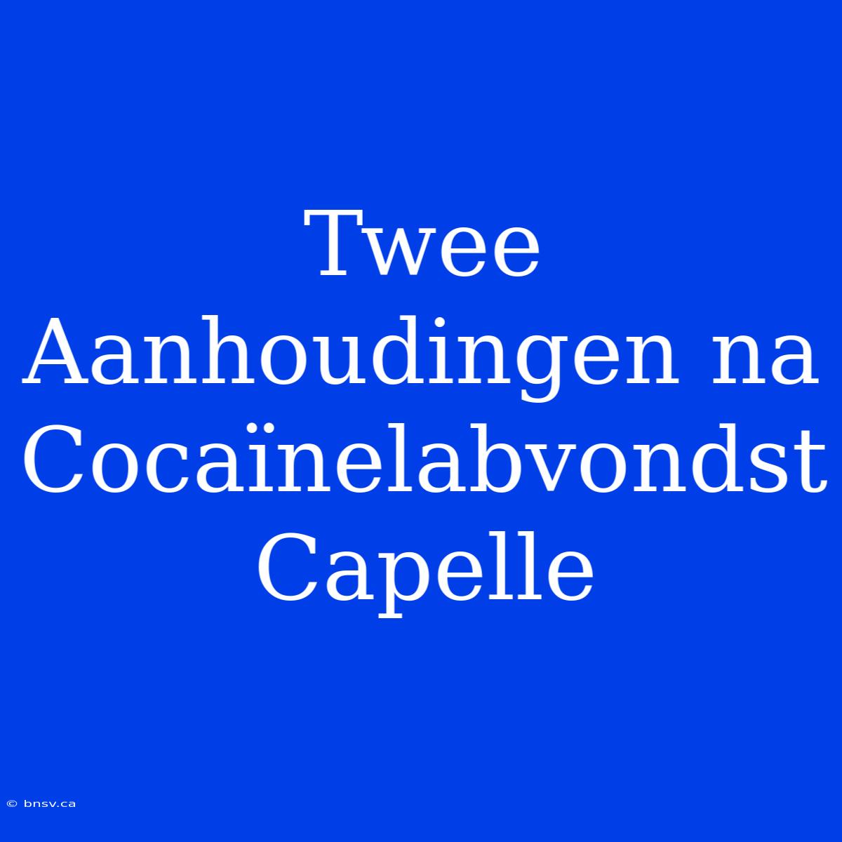 Twee Aanhoudingen Na Cocaïnelabvondst Capelle