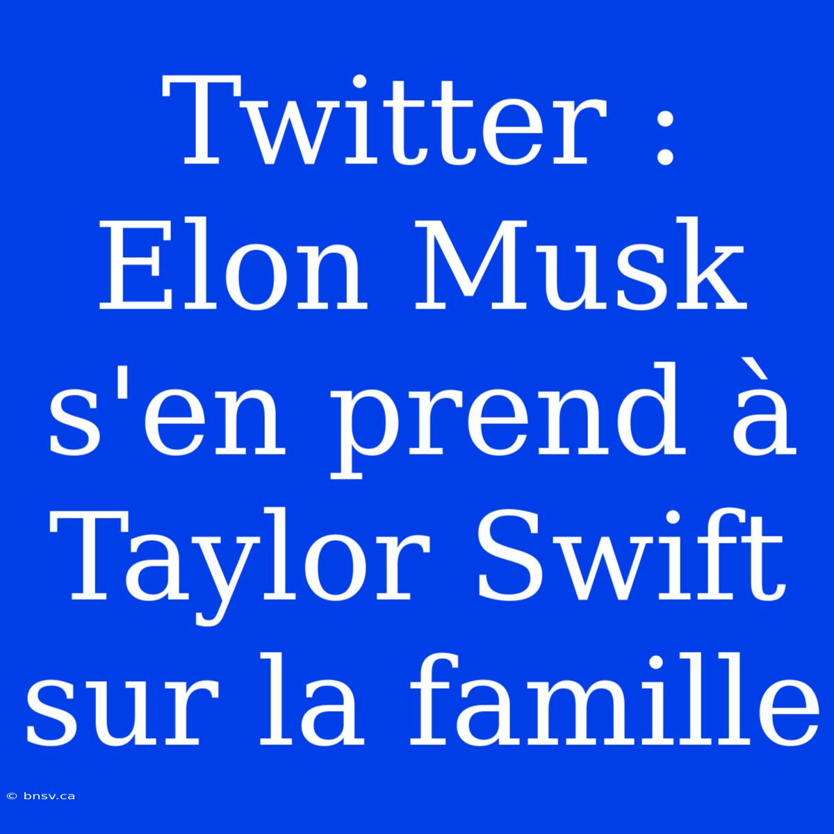 Twitter : Elon Musk S'en Prend À Taylor Swift Sur La Famille