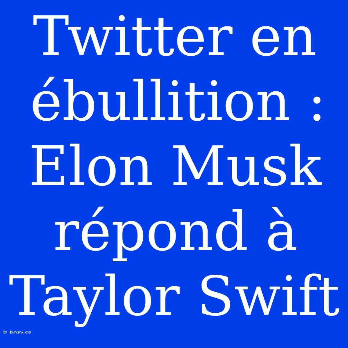 Twitter En Ébullition : Elon Musk Répond À Taylor Swift