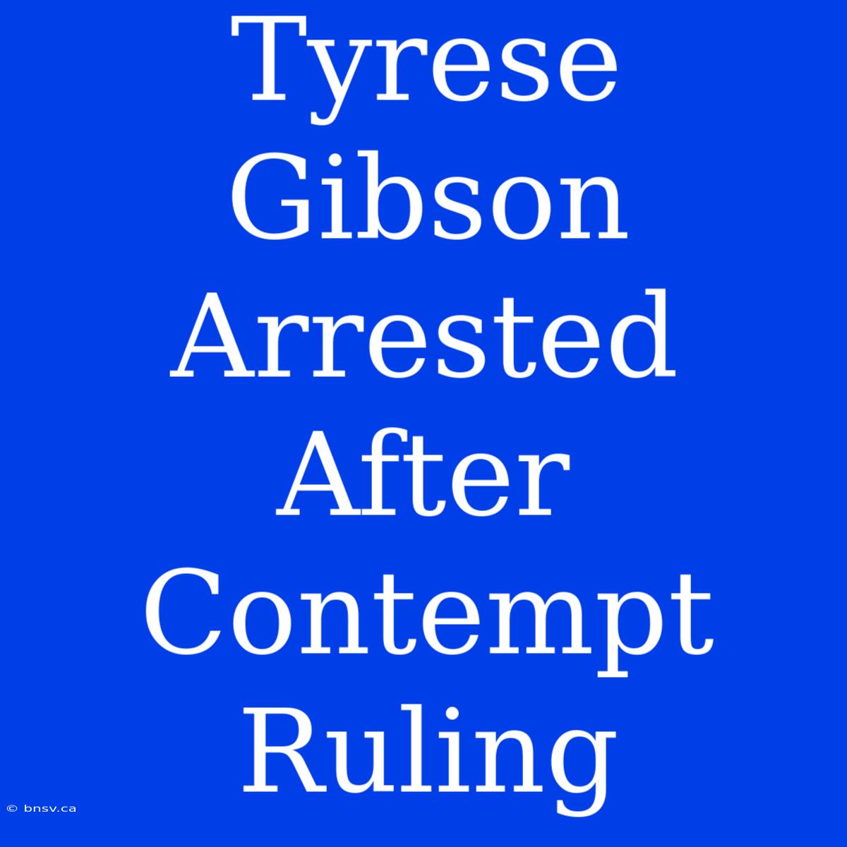 Tyrese Gibson Arrested After Contempt Ruling