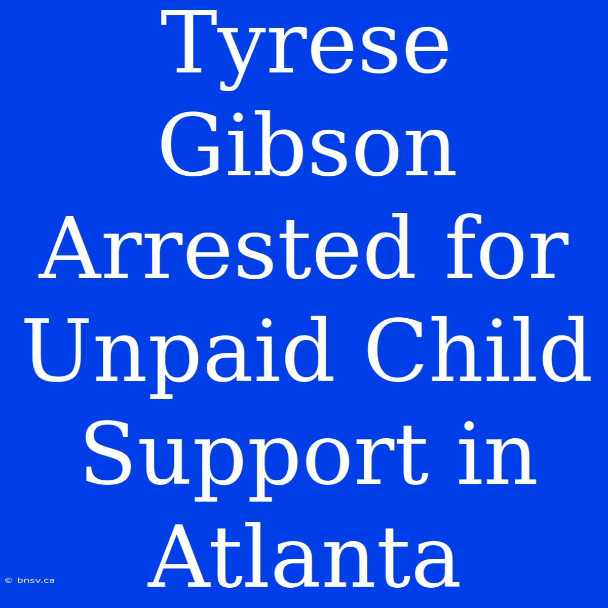 Tyrese Gibson Arrested For Unpaid Child Support In Atlanta