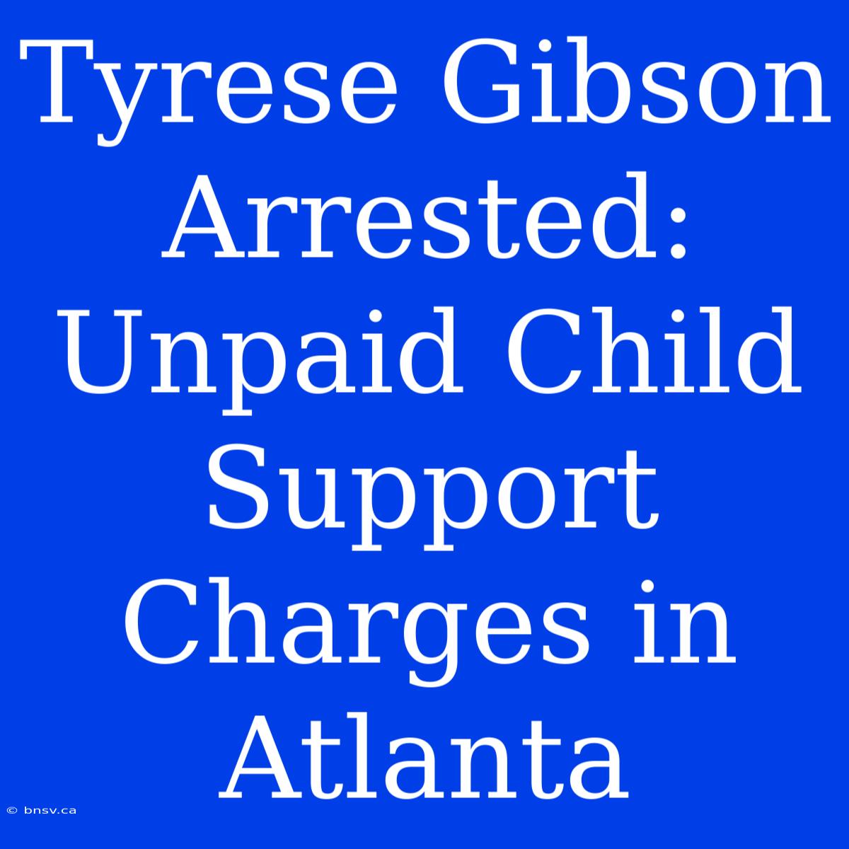 Tyrese Gibson Arrested: Unpaid Child Support Charges In Atlanta