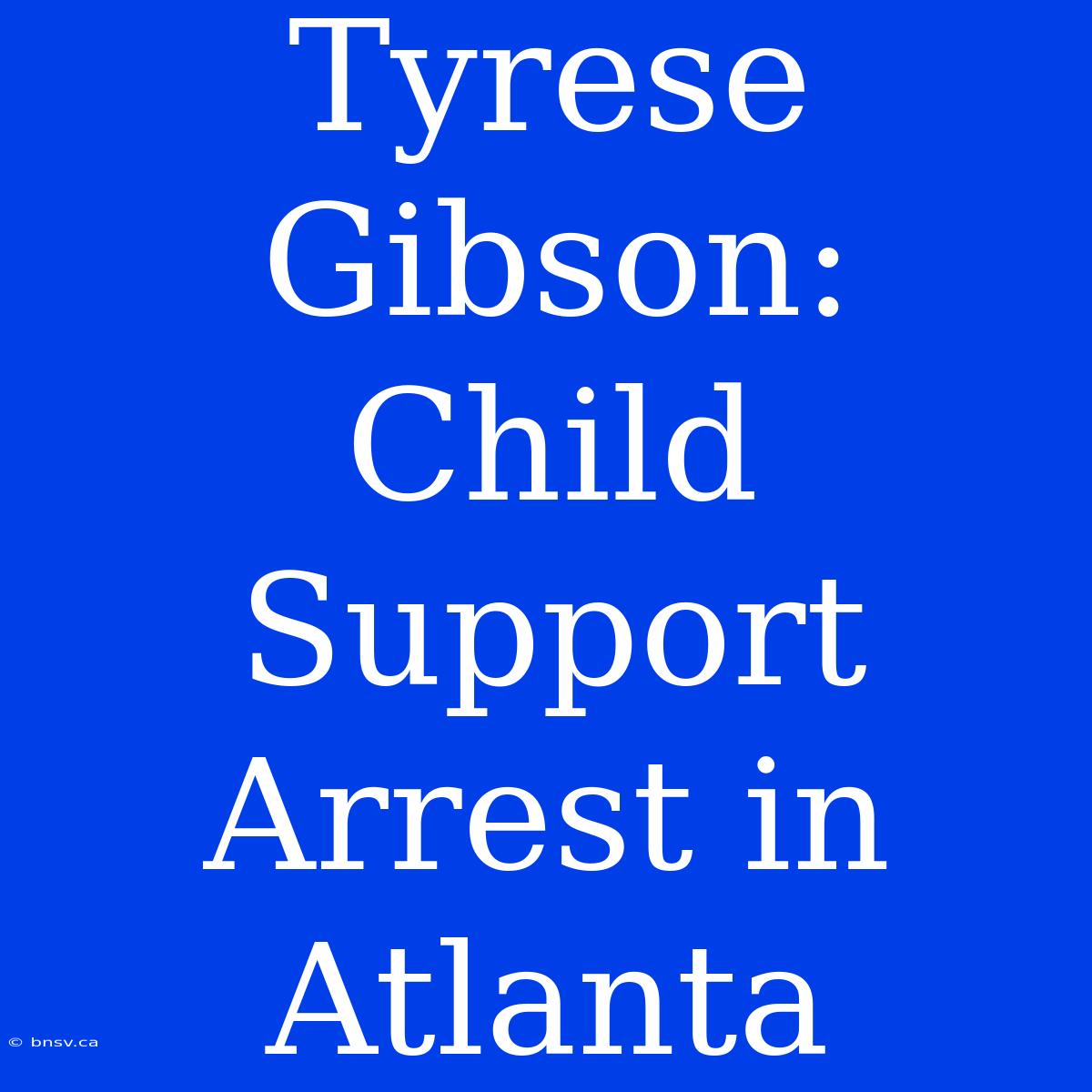 Tyrese Gibson: Child Support Arrest In Atlanta