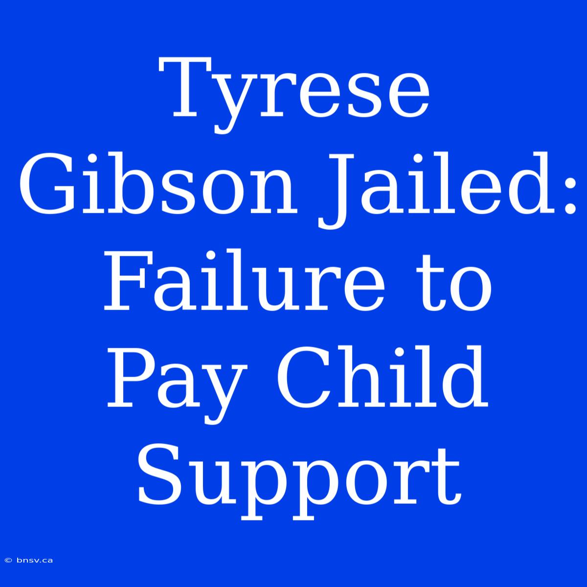 Tyrese Gibson Jailed: Failure To Pay Child Support