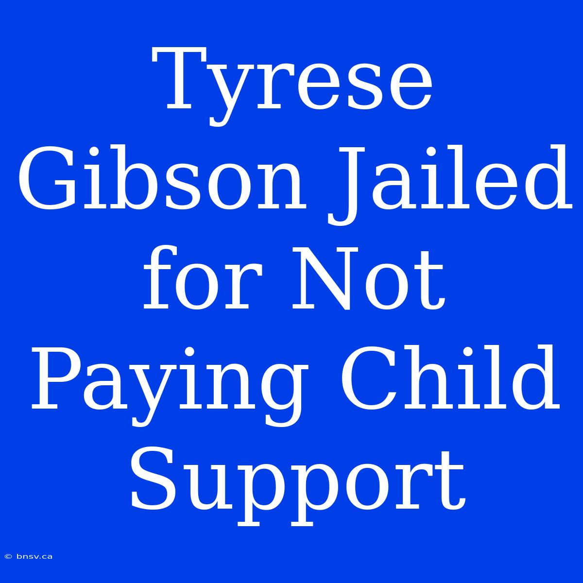 Tyrese Gibson Jailed For Not Paying Child Support