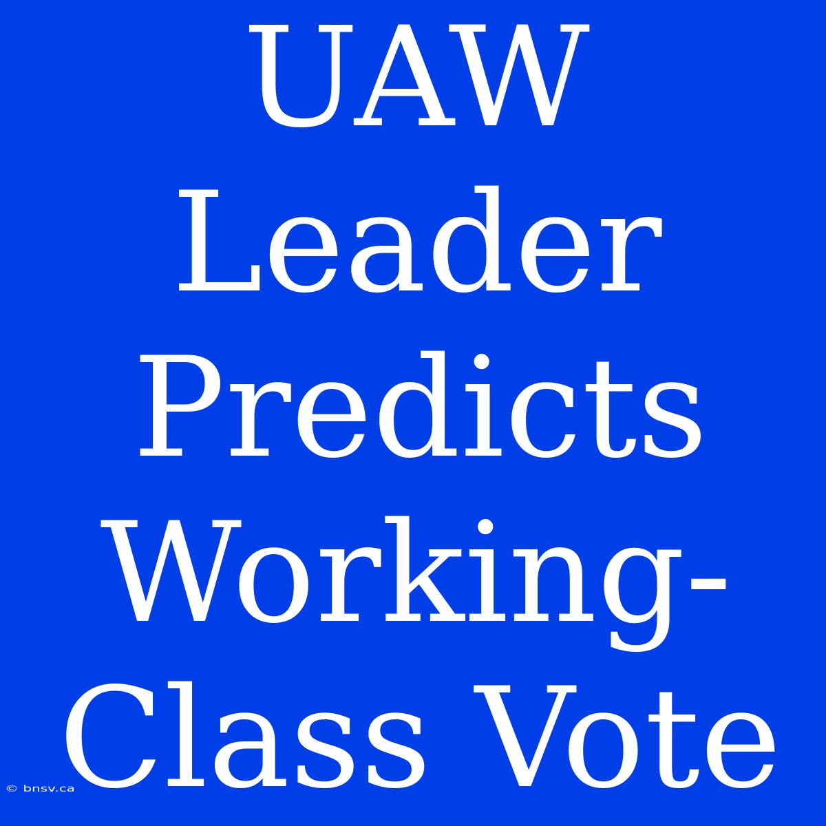 UAW Leader Predicts Working-Class Vote