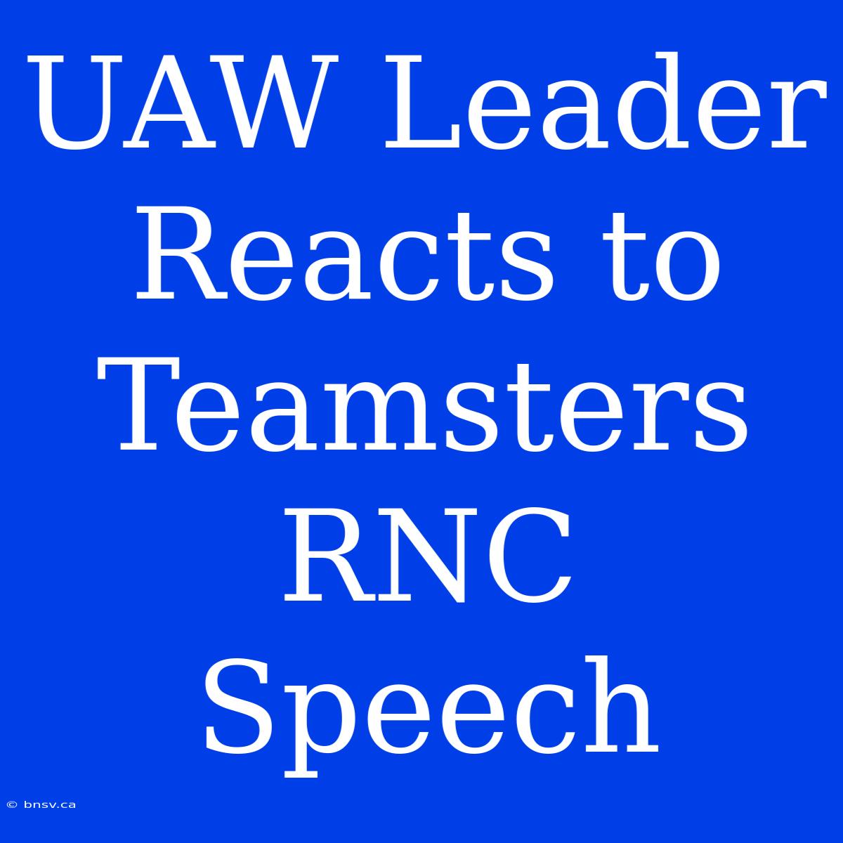 UAW Leader Reacts To Teamsters RNC Speech