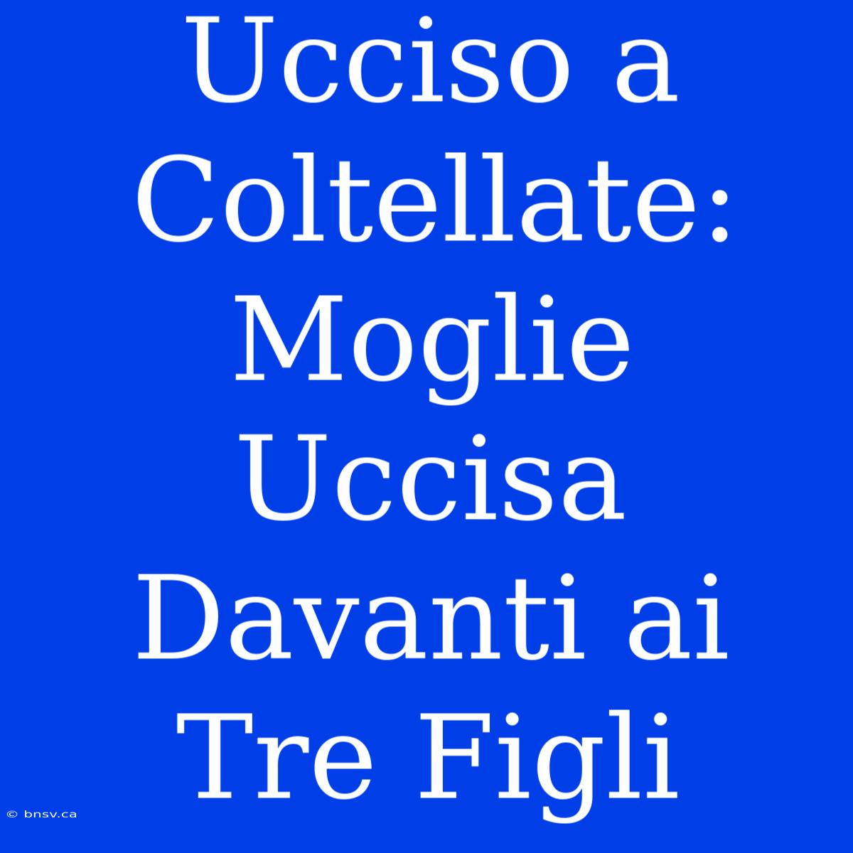 Ucciso A Coltellate: Moglie Uccisa Davanti Ai Tre Figli