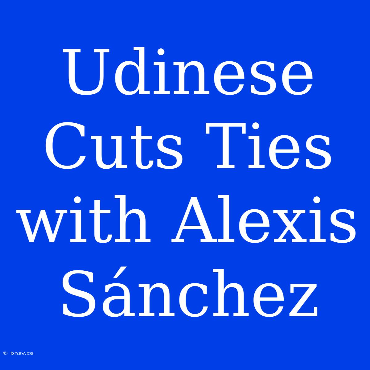 Udinese Cuts Ties With Alexis Sánchez