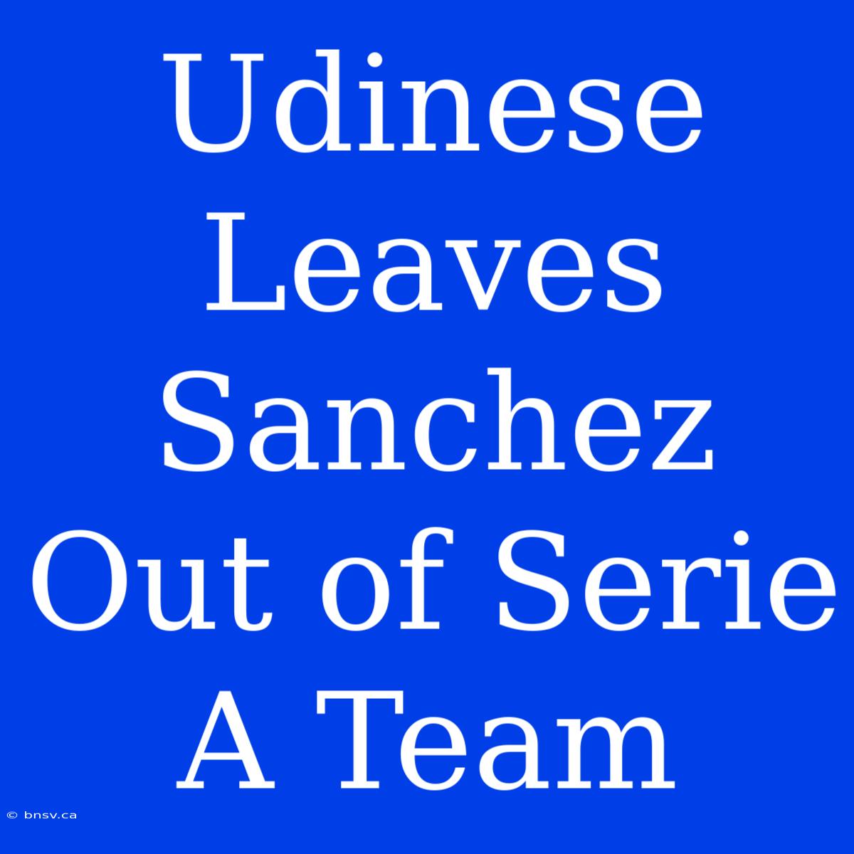 Udinese Leaves Sanchez Out Of Serie A Team