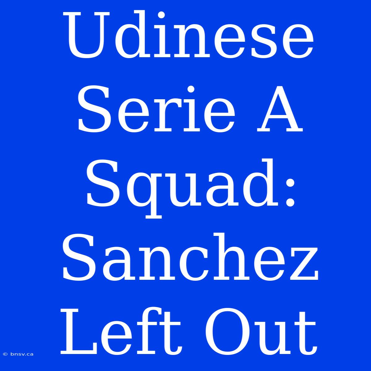 Udinese Serie A Squad: Sanchez Left Out