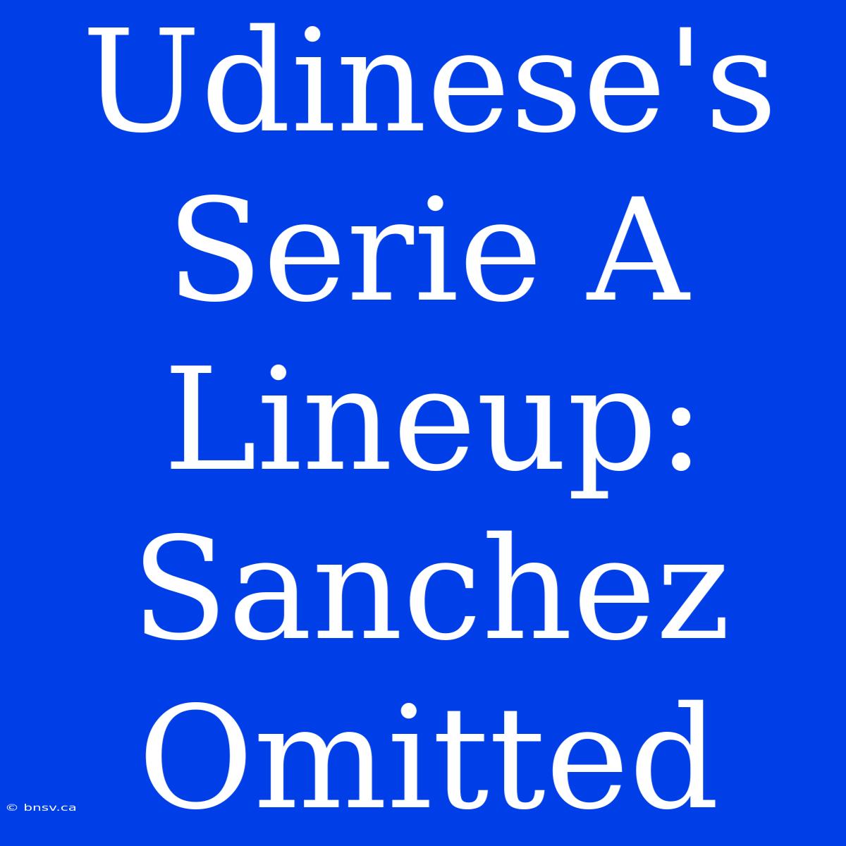 Udinese's Serie A Lineup: Sanchez Omitted