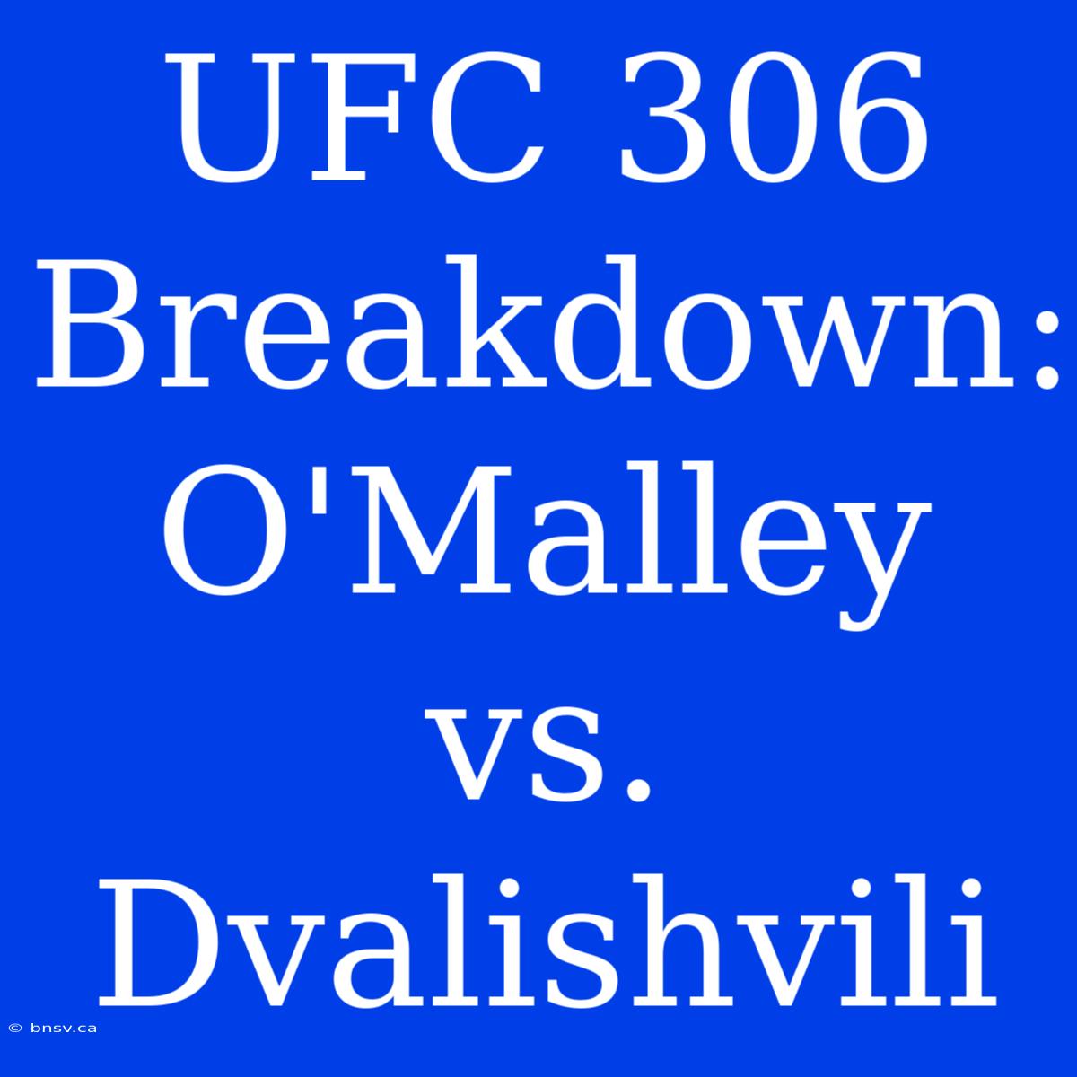 UFC 306 Breakdown: O'Malley Vs. Dvalishvili