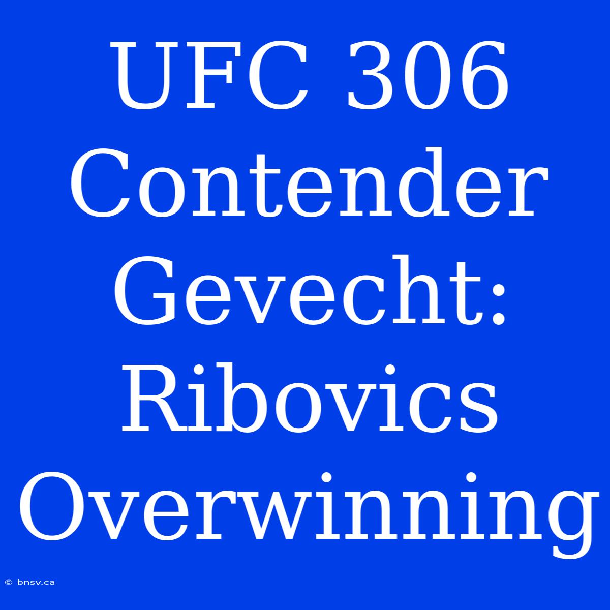 UFC 306 Contender Gevecht: Ribovics Overwinning