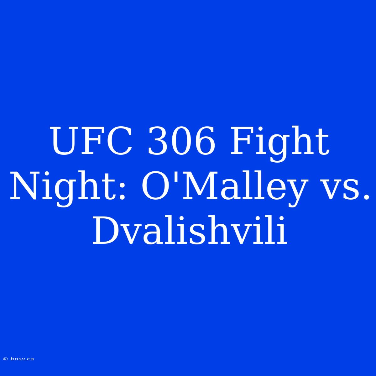 UFC 306 Fight Night: O'Malley Vs. Dvalishvili