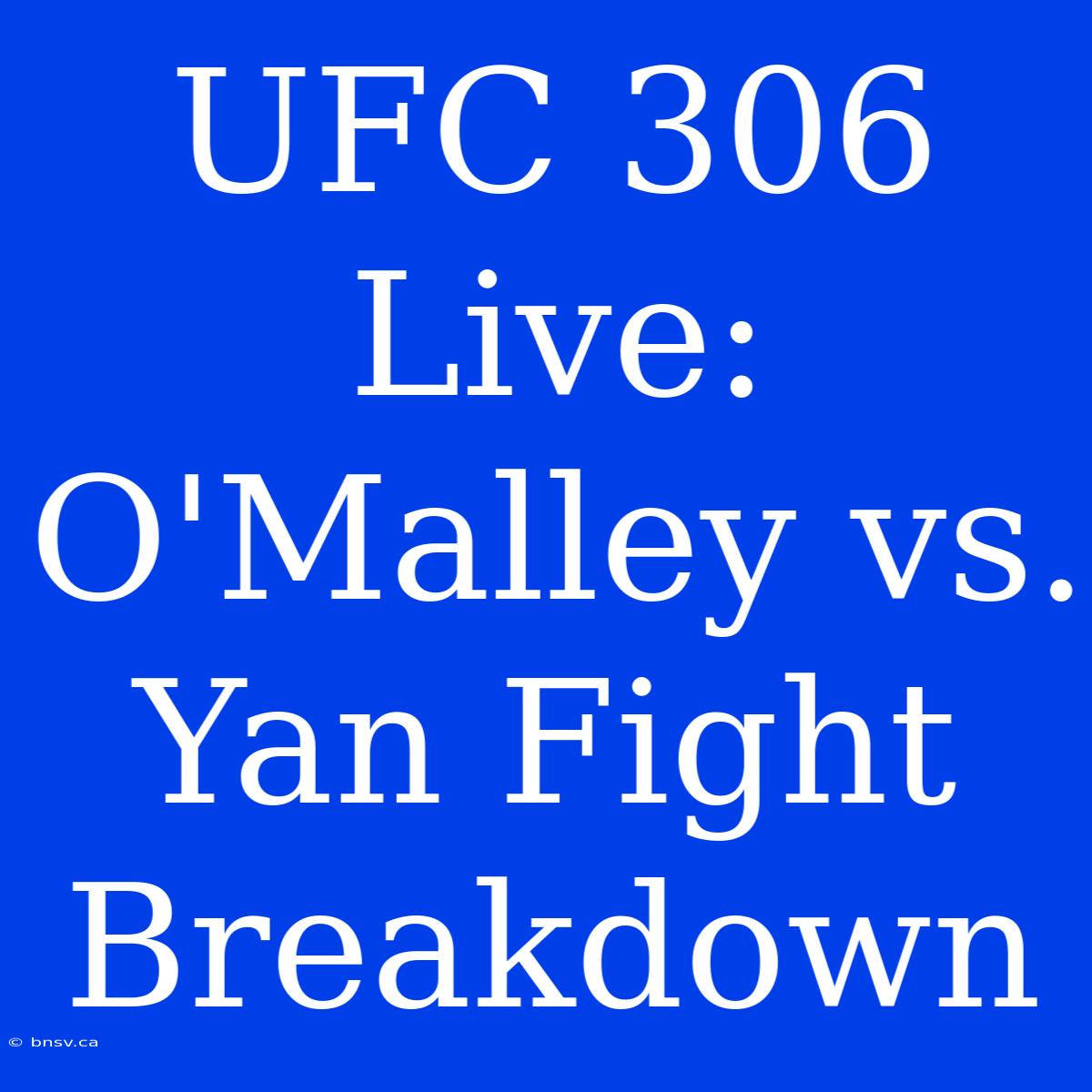 UFC 306 Live: O'Malley Vs. Yan Fight Breakdown