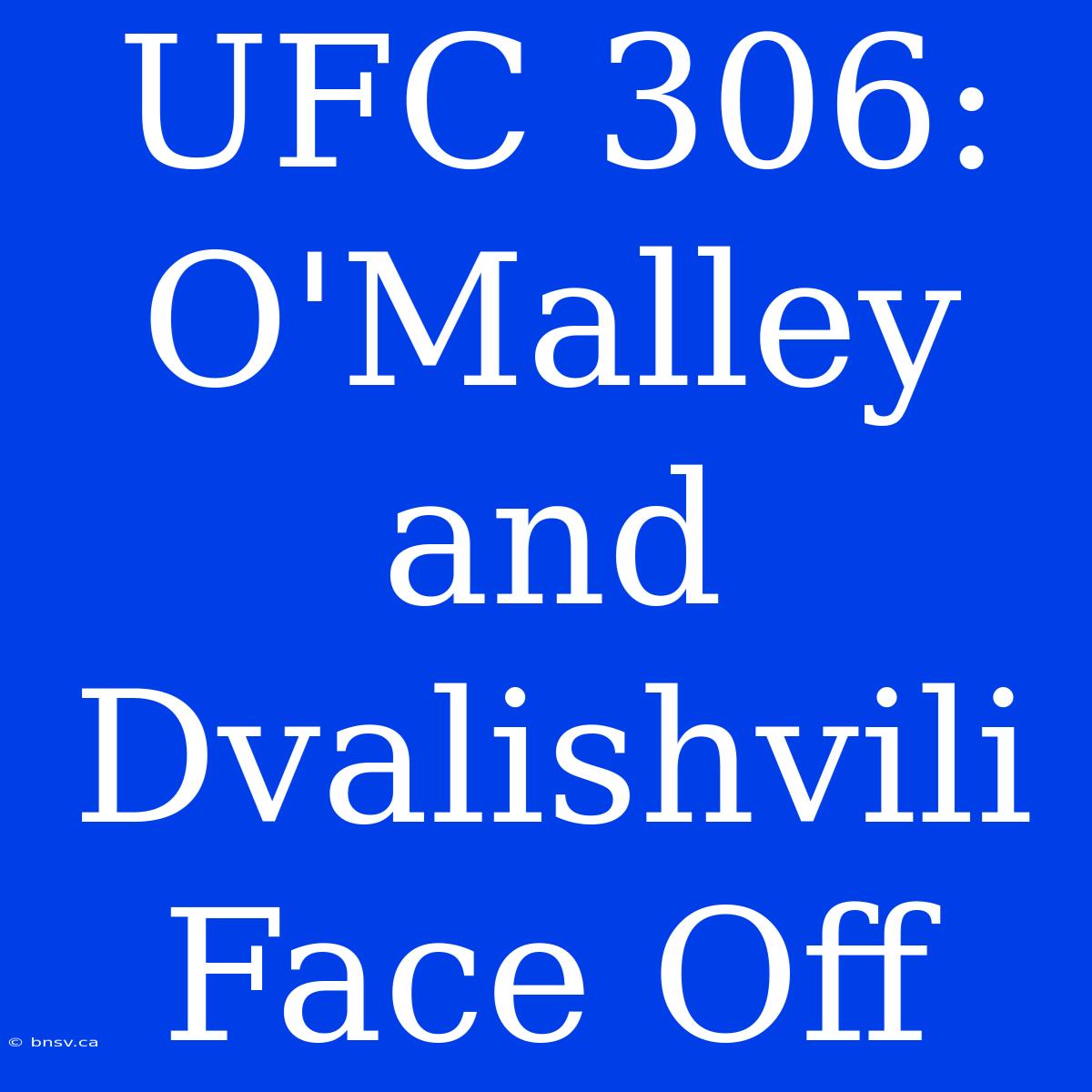 UFC 306: O'Malley And Dvalishvili Face Off