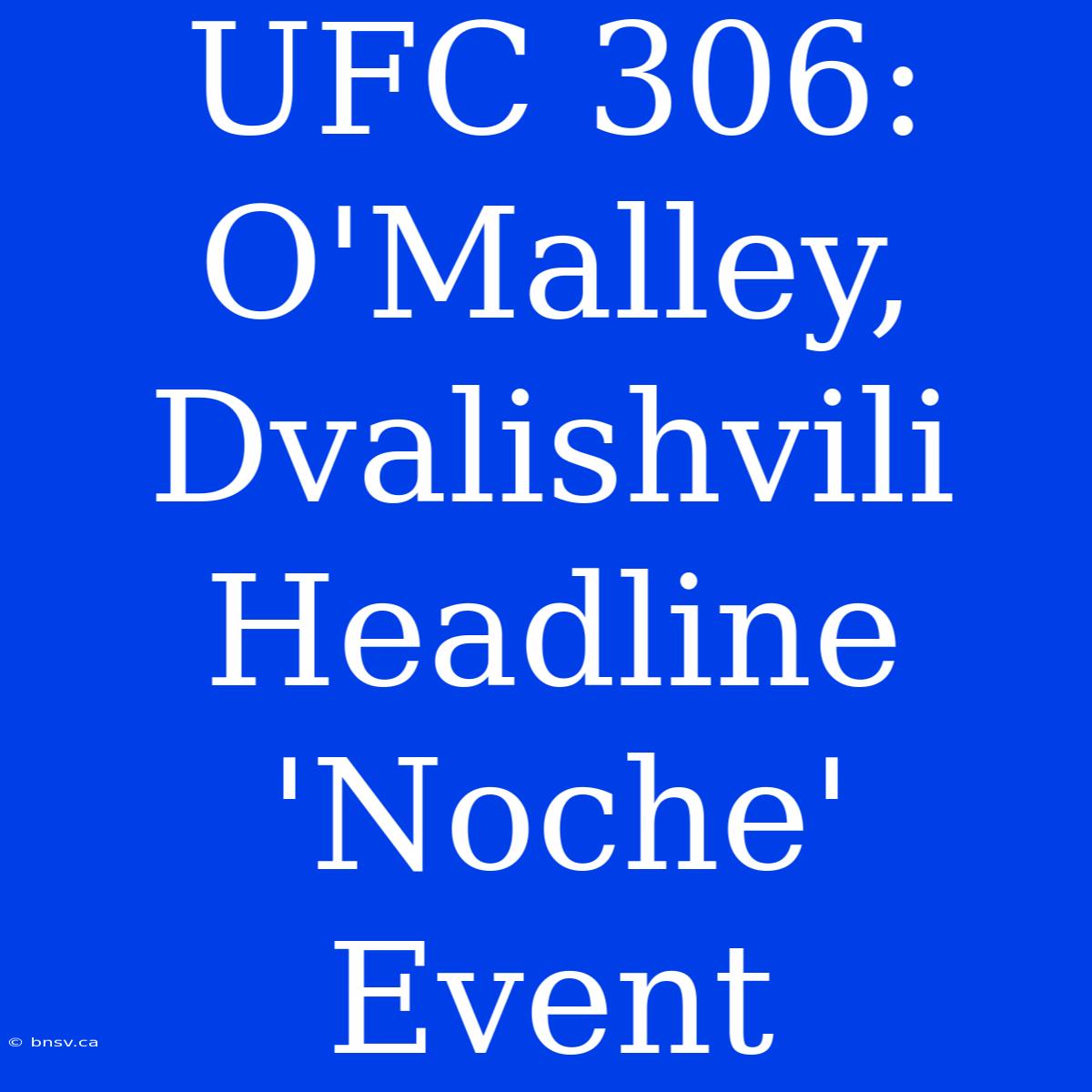 UFC 306: O'Malley, Dvalishvili Headline 'Noche' Event