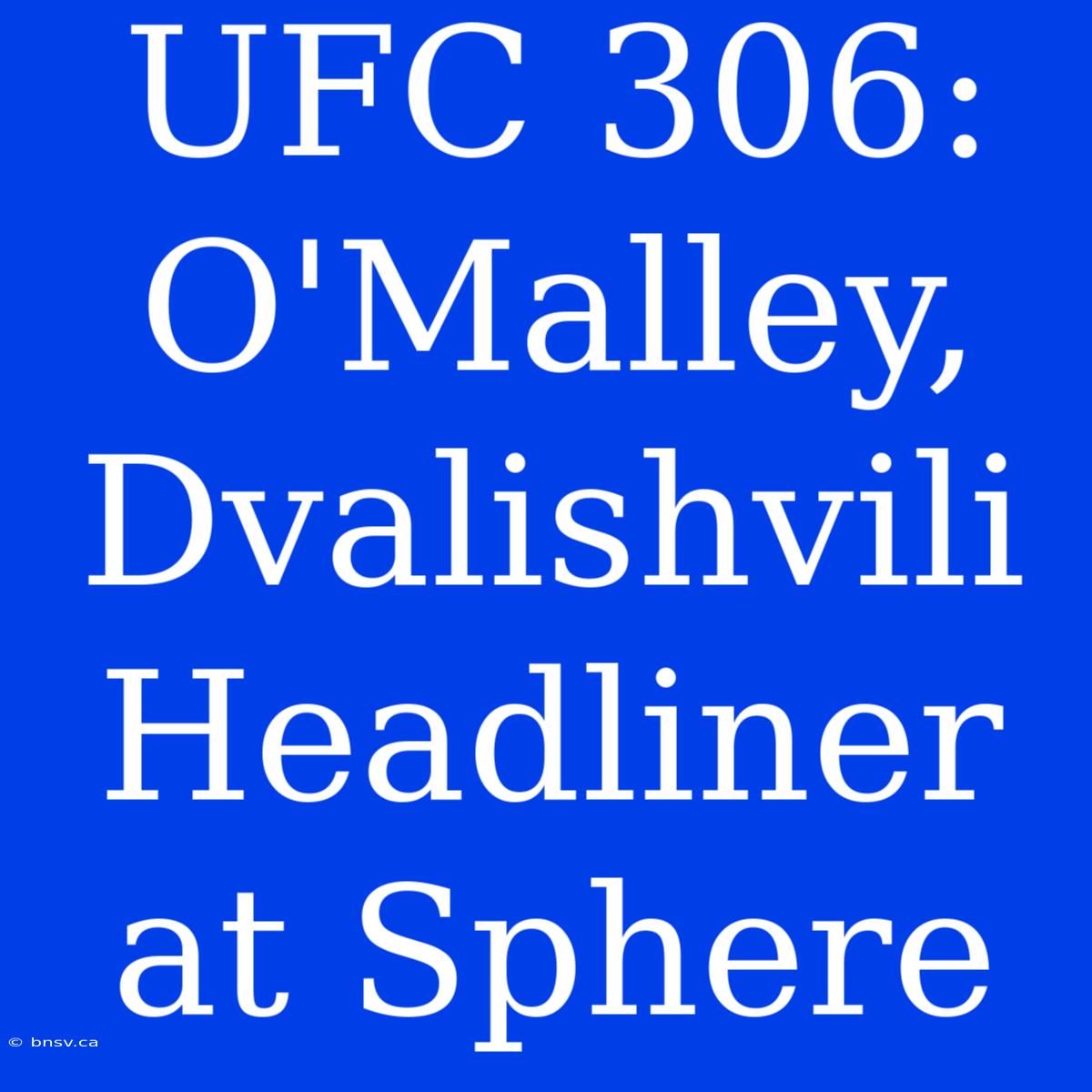 UFC 306: O'Malley, Dvalishvili Headliner At Sphere