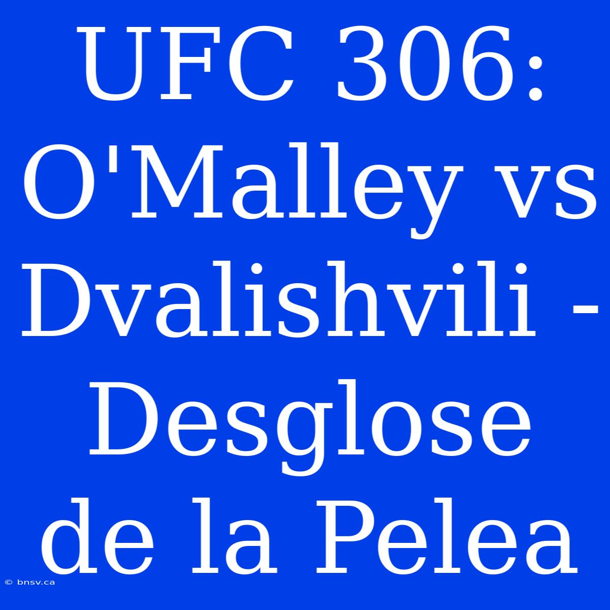 UFC 306: O'Malley Vs Dvalishvili - Desglose De La Pelea