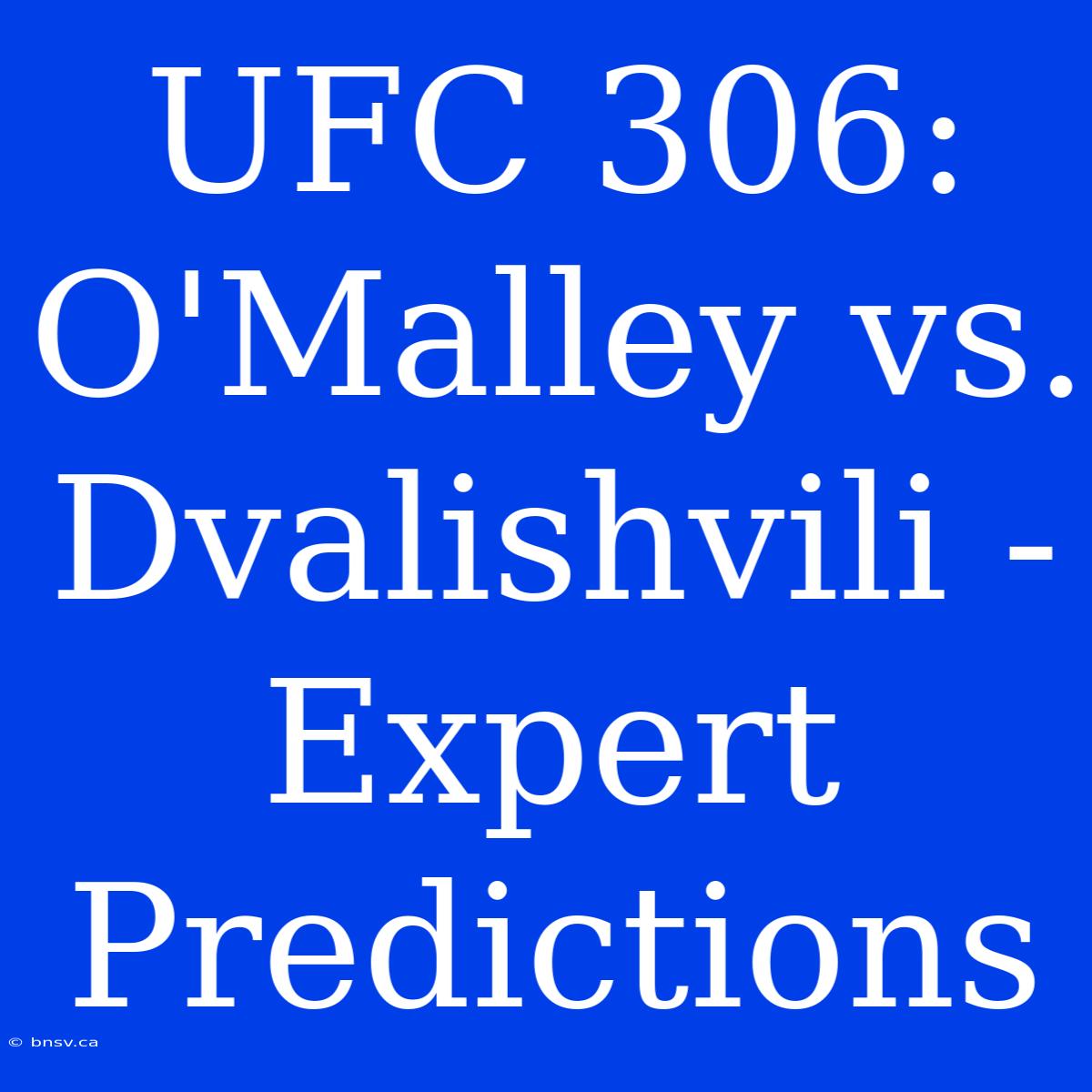 UFC 306: O'Malley Vs. Dvalishvili - Expert Predictions