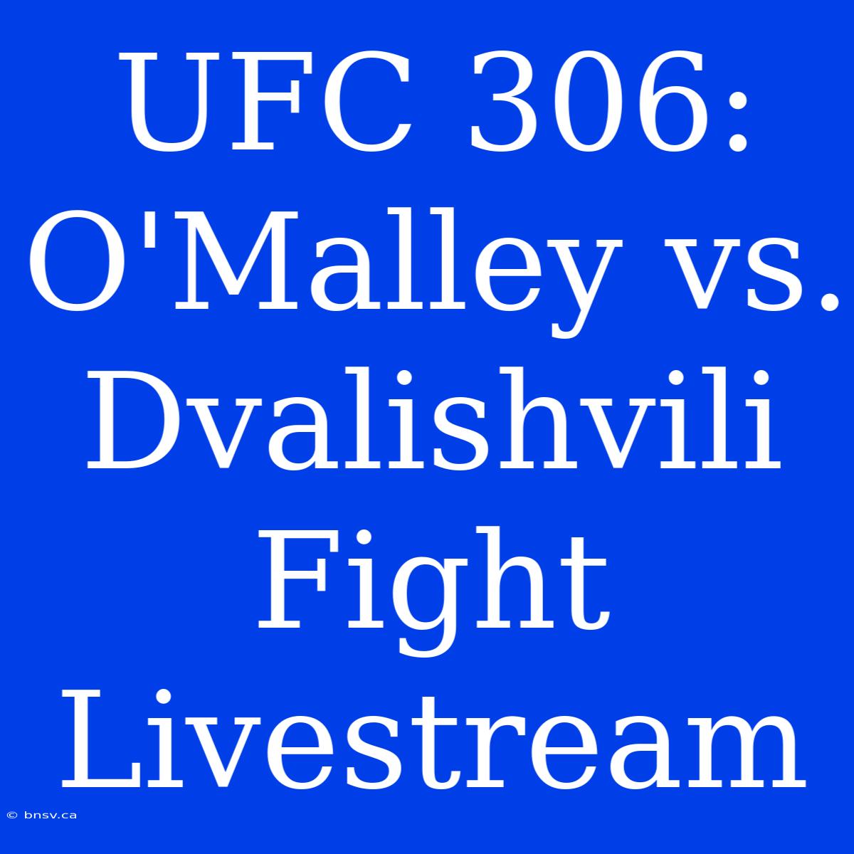 UFC 306: O'Malley Vs. Dvalishvili Fight Livestream