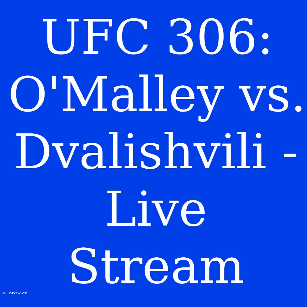 UFC 306: O'Malley Vs. Dvalishvili - Live Stream