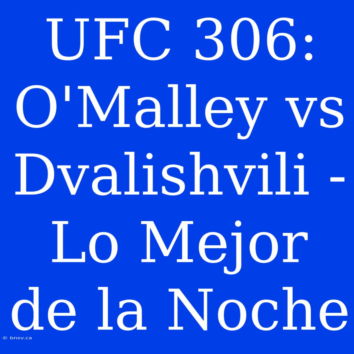 UFC 306: O'Malley Vs Dvalishvili - Lo Mejor De La Noche