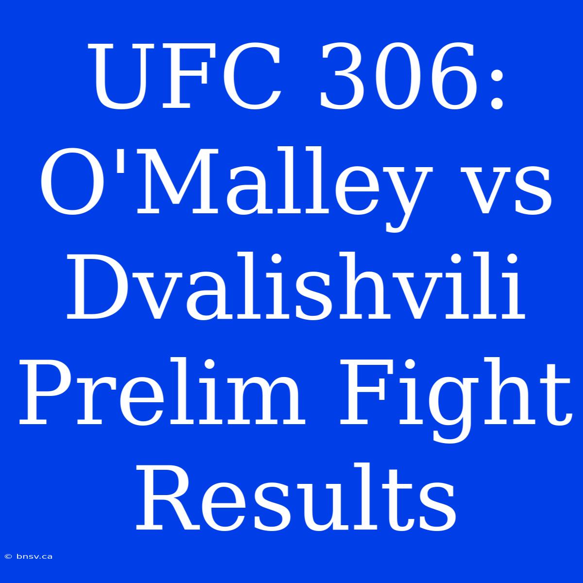 UFC 306: O'Malley Vs Dvalishvili Prelim Fight Results