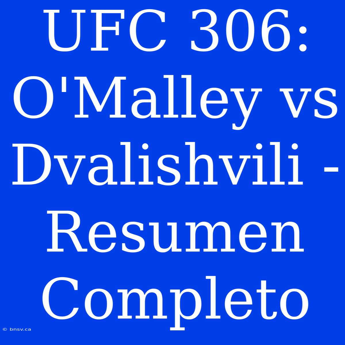 UFC 306: O'Malley Vs Dvalishvili - Resumen Completo