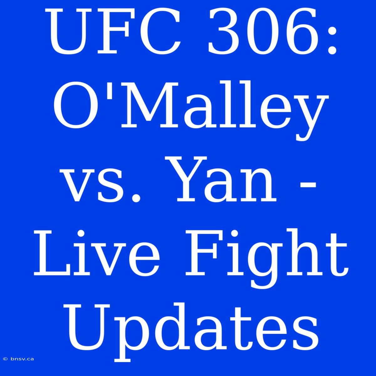 UFC 306: O'Malley Vs. Yan - Live Fight Updates