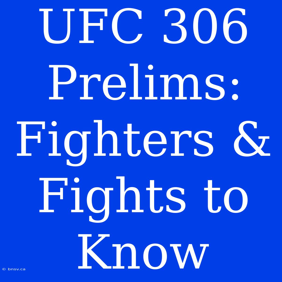 UFC 306 Prelims: Fighters & Fights To Know