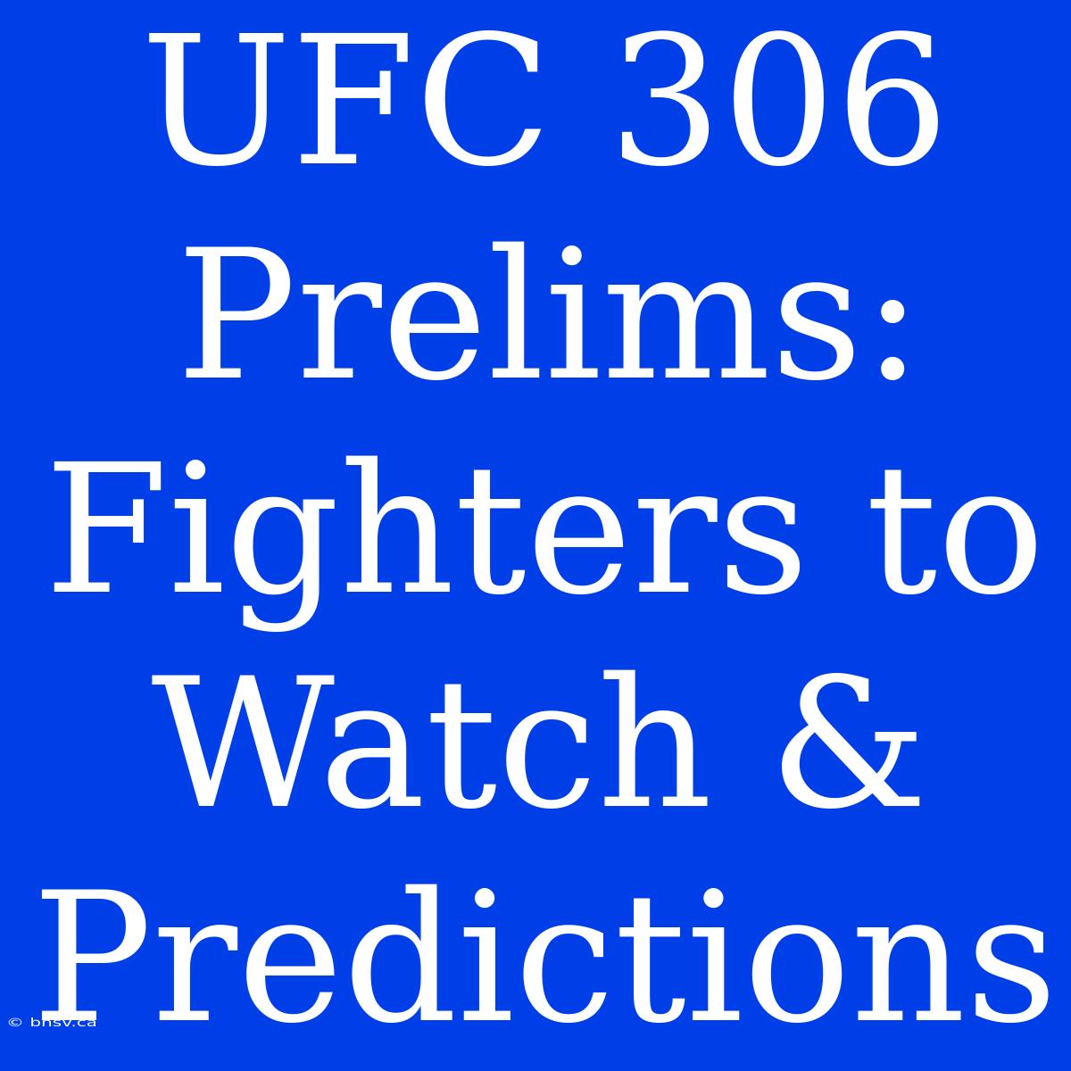 UFC 306 Prelims: Fighters To Watch & Predictions